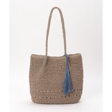 雑材タッセル付きトートバッグ