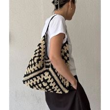 雑材透かし編みワンハンドルショルダーバッグ