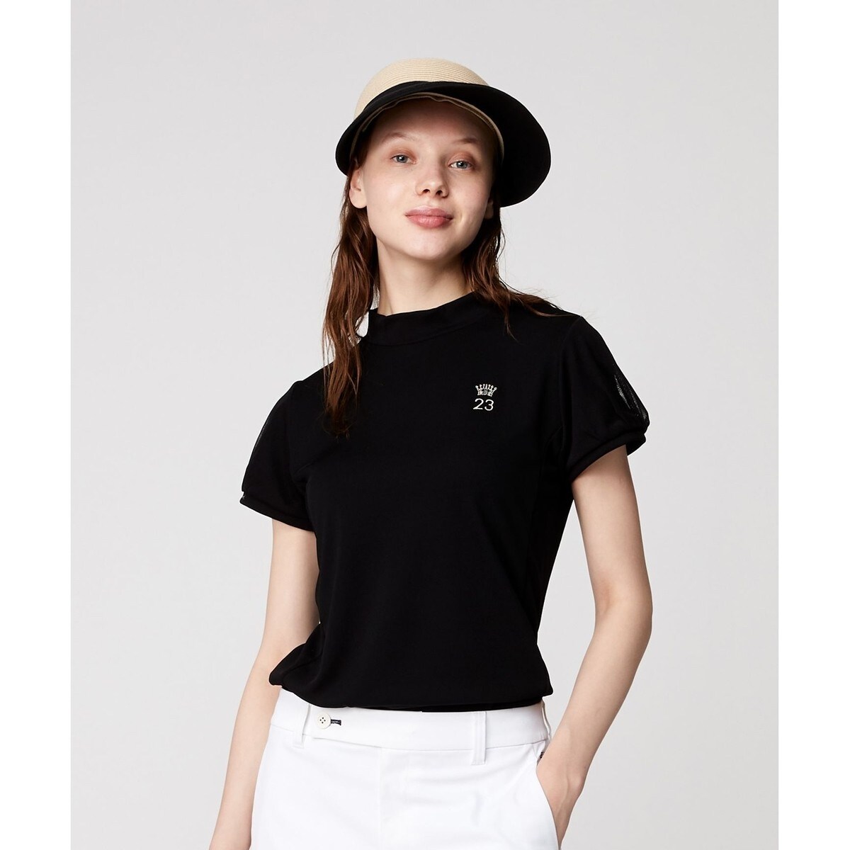 WOMEN】チュール袖 モックネックプルオーバー | 23区GOLF(23KUGOLF