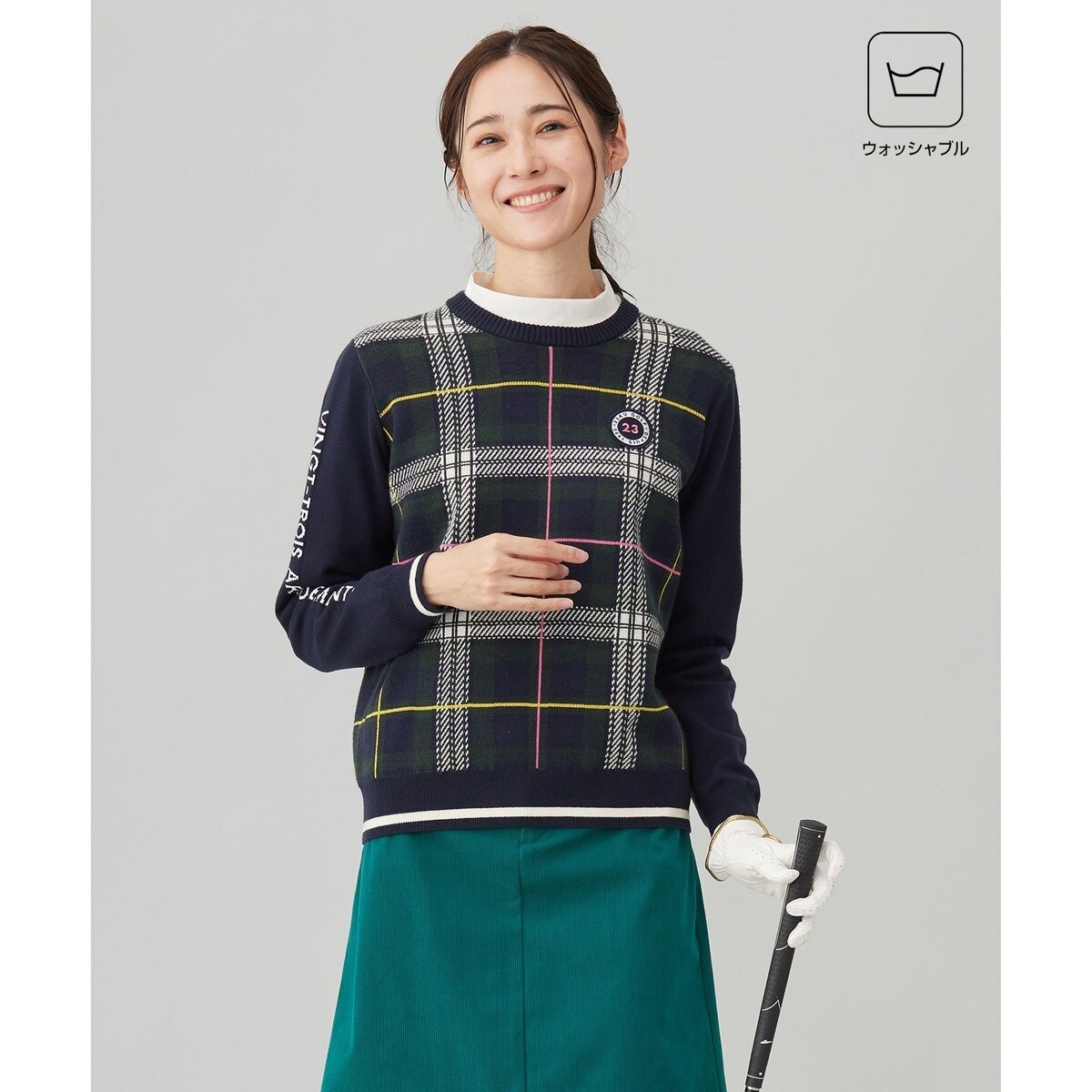 23区GOLF カシミヤ混セーターu0026スカート サイズ：1 23区GOLF ニジュウサンクゴルフ ニットセーター カシミヤ混