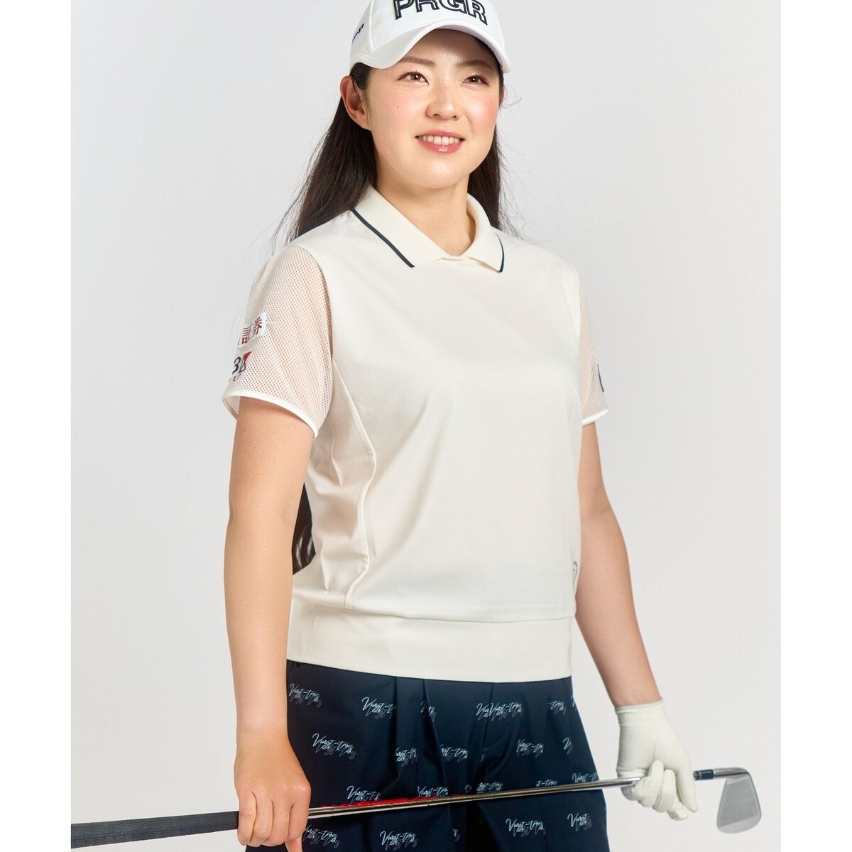 新品23区ゴルフ Mサイズ ベアスムース フレンチスリーブ モックネック 新品23区ゴルフ Mサイズ ベアスムース フレンチスリーブ モック