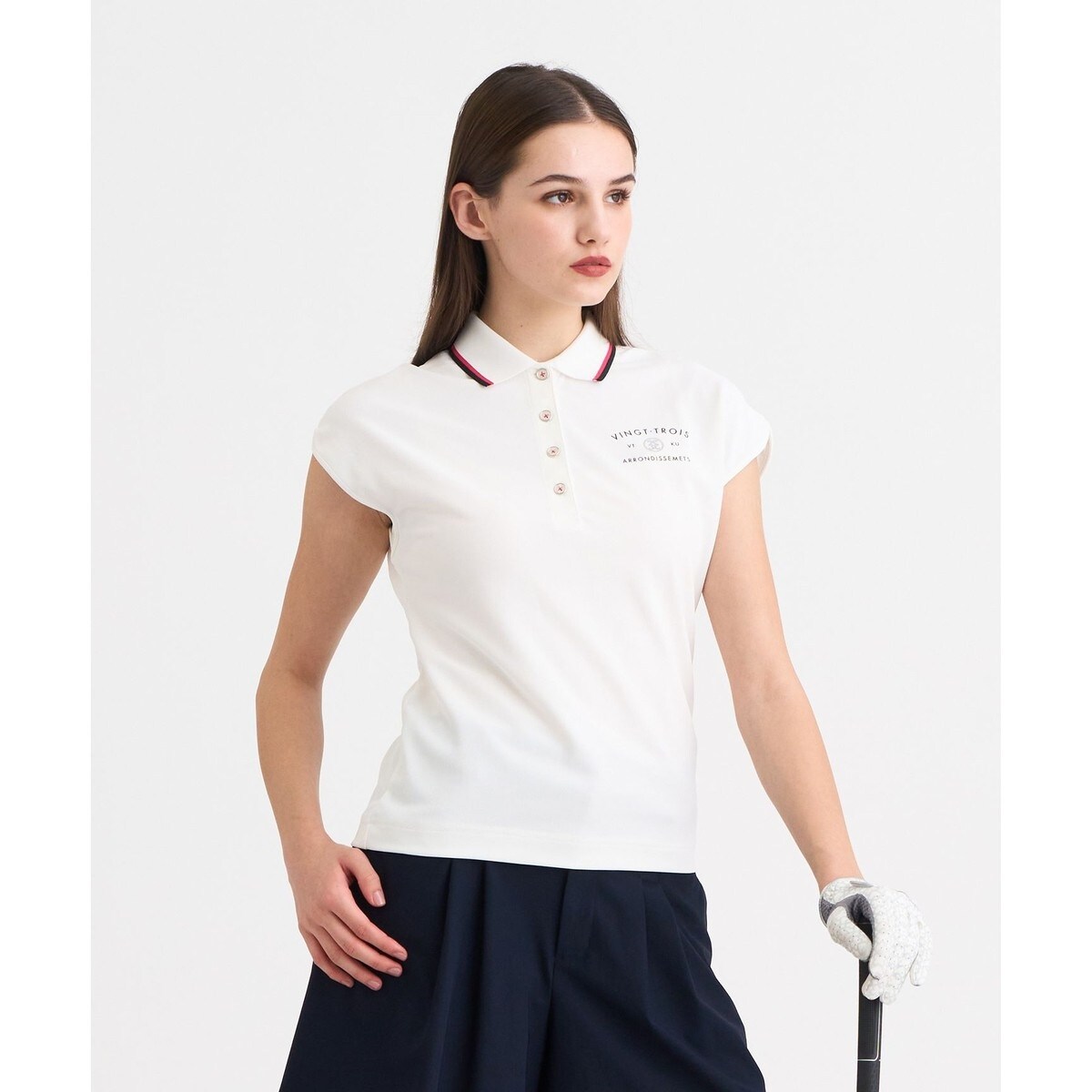 23 GOLF レディースポロシャツ III ホワイト WOMEN】ライトハニカム 半袖ポロシャツ / 23区GOLF