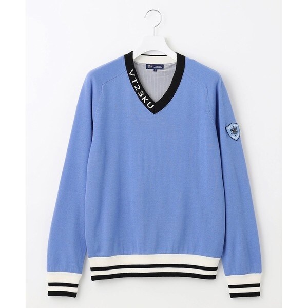 M【未使用】1PIU1UGUALE3 GOLF Vネックフルロゴ ニット GR MEN】【手洗い可】裏地付き Vネックニット | 23区GOLF(23KUGOLF