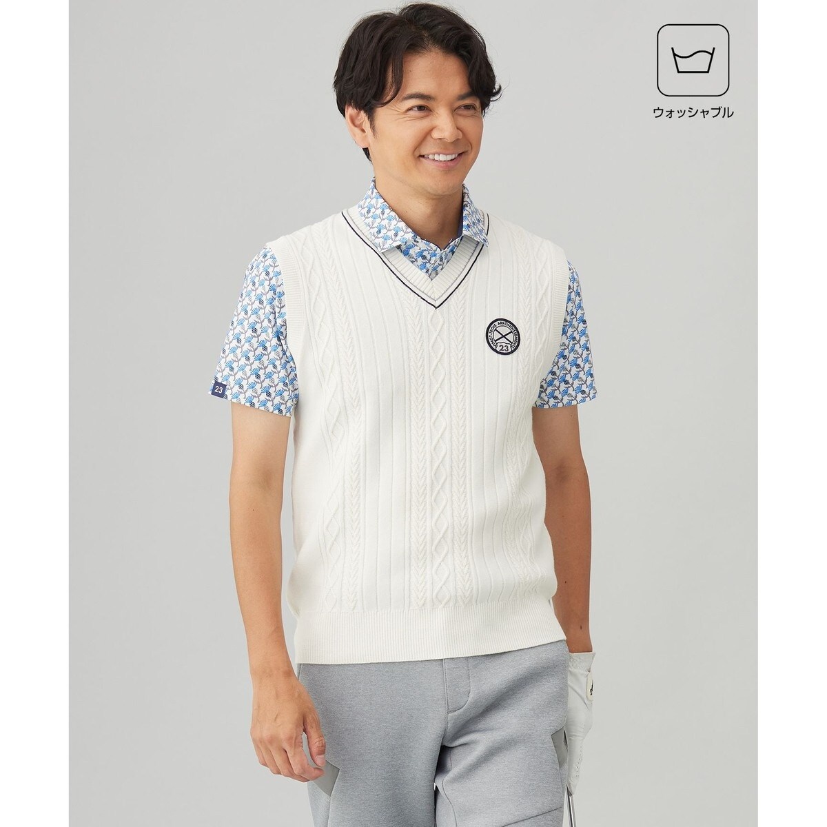 MEN】エンブレムジャカードセーター | 23区GOLF(23KUGOLF MEN】エンブレムジャカードセーター | 23区GOLF(23KUGOLF