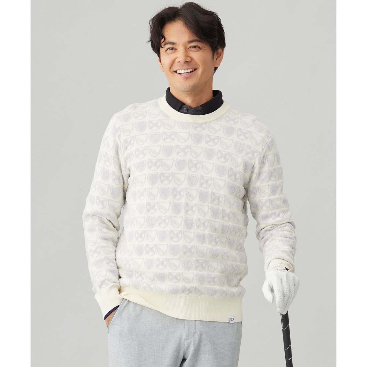 MEN】エンブレムジャカードセーター | 23区GOLF(23KUGOLF MEN】エンブレムジャカードセーター | 23区GOLF(23KUGOLF