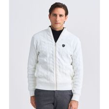 【MEN】ケーブルジップアップカーディガン　防風裏地付き