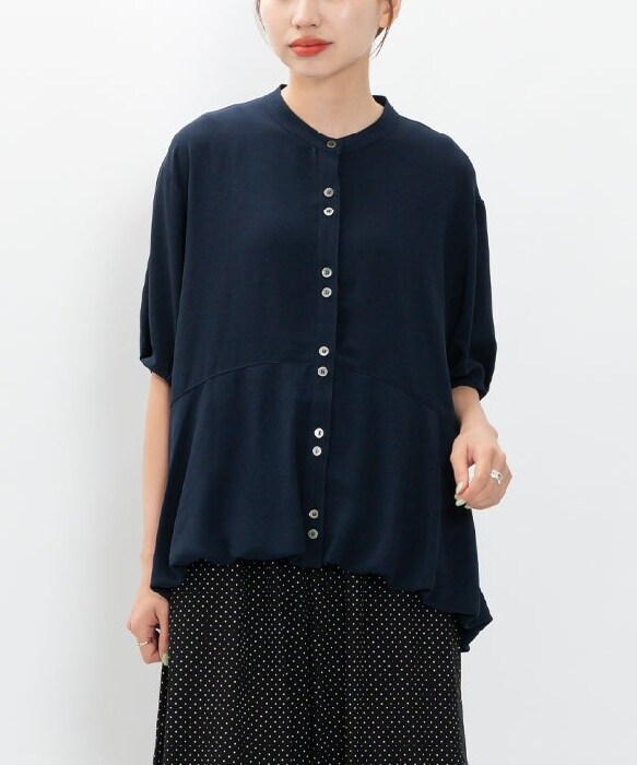 幾何柄カットジャガードシャツ