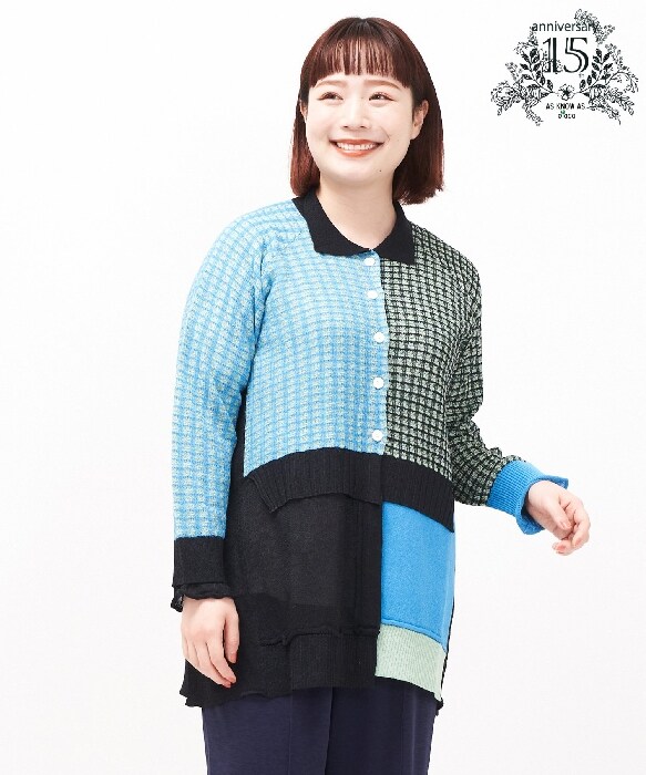 新品タグ＊19号 アズノゥアズオオラカ【大きいサイズ】複雑な完成カーディガン 新品タグ＊19号 アズノゥアズオオラカ【大きいサイズ】複雑な