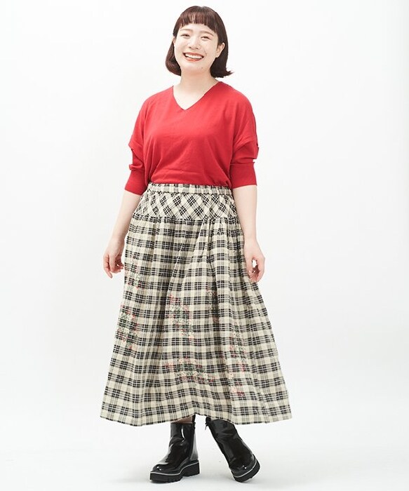 大きいサイズ】モールチェック刺繍SK | アズノゥアズオオラカ(AS
