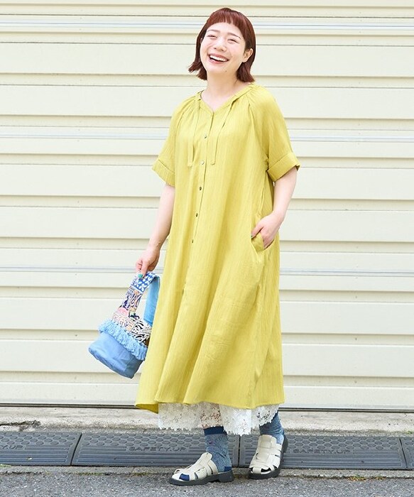 アズノゥアズ　オオラカ　15号　大きいサイズ　シャツワンピース　ロング丈　ブルー アズノゥアズ オオラカ 15号 大きいサイズ シャツワンピース