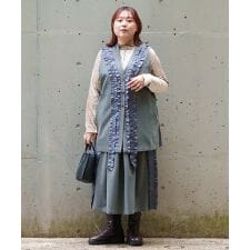 【大きいサイズ】シマシマフリフリＯＰ