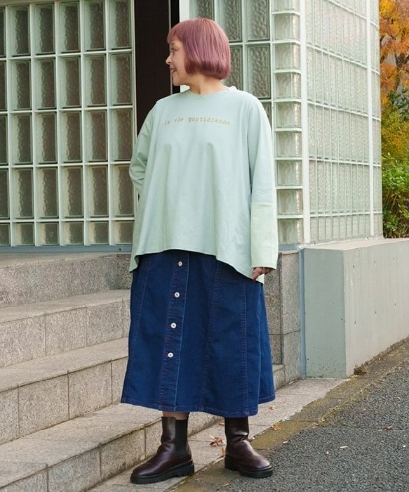 大きいサイズ❤️極美品❤️アズノウアズオオラカ ゴリキャン デニムシャツ サイズ4 アズ ノゥ アズ オオラカ(AS KNOW AS olaca) レディース Tシャツ