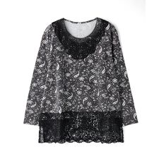 【大きいサイズ】繊細ペイズリレースロンＴ