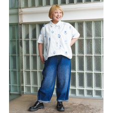 ◎新品 アズノゥアズオオラカ 繊細なモチーフデニムTN 綿100% 4L 