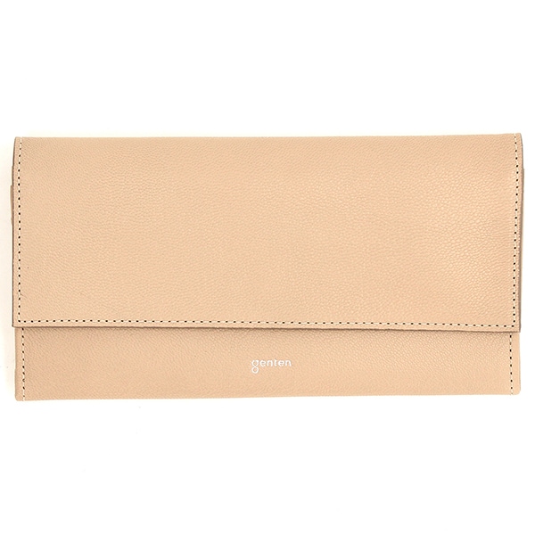 genten ゲンテン フレスコ フラップ長財布☆ローズグレー☆革