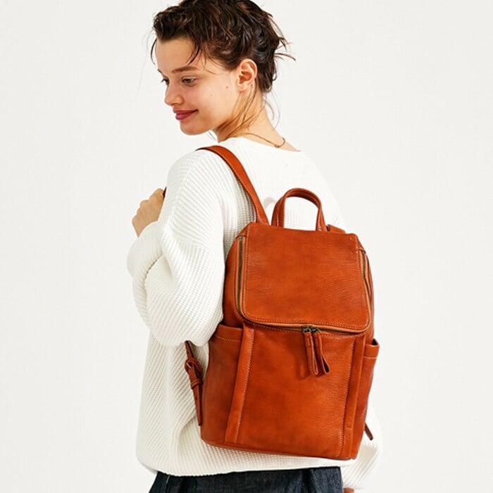 『美 品』genten ブラウン レザー トートバッグ・リュック型 バックパック 中古・古着通販】genten (ゲンテン) レザーリュック ブラウン