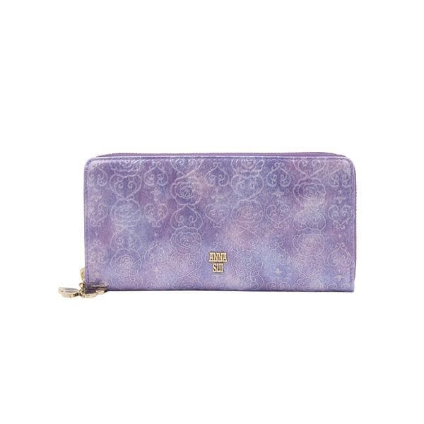【美品】ANNA SUI チェイス 口金二つ折り財布 パープル　羊革 美品】ANNA SUI チェイス 口金二つ折り財布 パープル 羊革