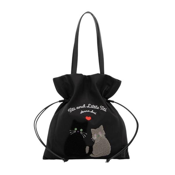アナスイ　ANNA SUI ポワロ 2wayトートバッグ　牛革バッグ　鞄 アナスイ ANNA SUI ポワロ 2wayトートバッグ （クロ） -人気