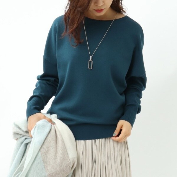 ◇「L」ドロップショルダーニット【マシンウォッシャブル・WEB ◇「L」ドロップショルダーニット【マシンウォッシャブル・WEB