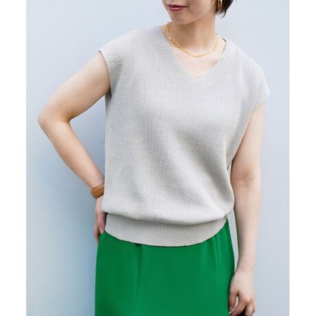 美品 アンタイトル 洗える バンドカラー ノースリーブギャザーブラウス 