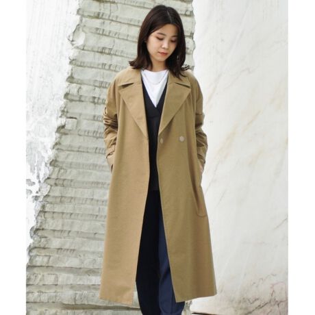 ゆったりシルエット】ドロップショルダー トレンチコート＜コットン混  
