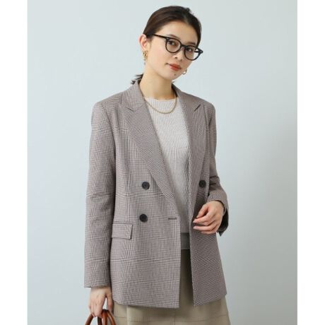 トレンド感UP！】ダブルブレストジャケット＜無地／チェック柄  