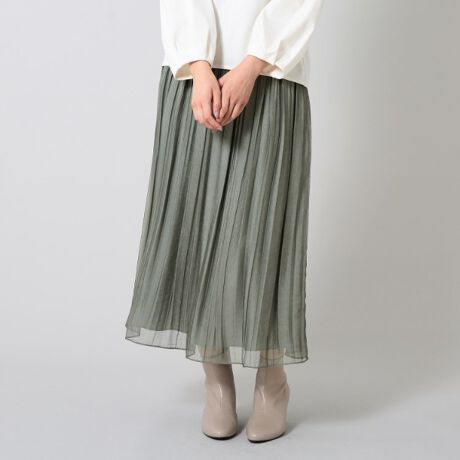 ラクに着られる】プリーツギャザー風 オーガンジースカート＜洗える  