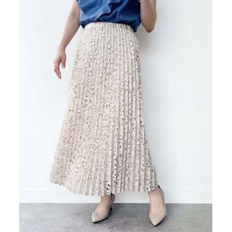 華やかスカート】フラワーレース ロングプリーツスカート | アン  