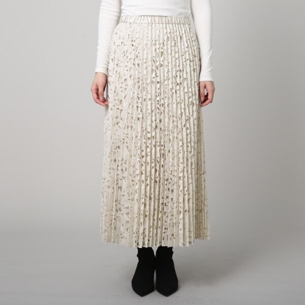美品 UNTITLED フラワーレース ロングプリーツスカート szf51_1.jpg
