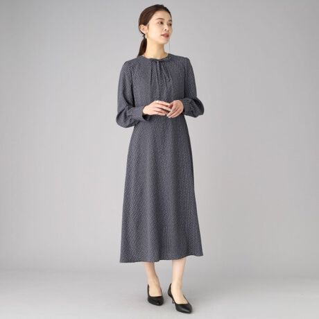 きれいめワンピ】オールドジオメ柄 フィット＆フレアワンピース | アン  