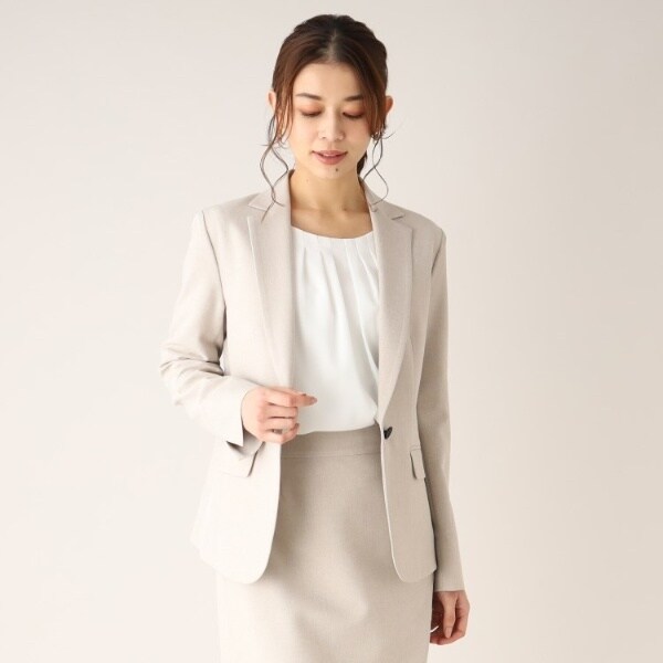 麻混／夏スーツ／洗える】クリスピーオックス テーラードジャケット