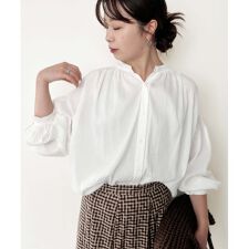 接触冷感／1枚でも羽織でも】リネン混 ギャザーデザインシャツ | アン 