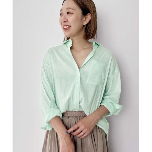美品◯アンタイトル【さらっと羽織れる／接触冷感／洗える】リネン混ベーシックシャツ さらっと羽織れる／接触冷感／洗える】リネン混ベーシックシャツ