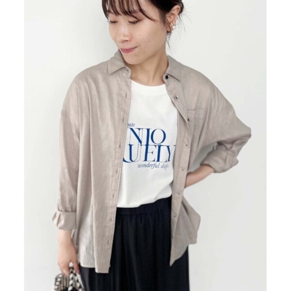美品◯アンタイトル【さらっと羽織れる／接触冷感／洗える】リネン混ベーシックシャツ さらっと羽織れる／接触冷感／洗える】リネン混ベーシックシャツ