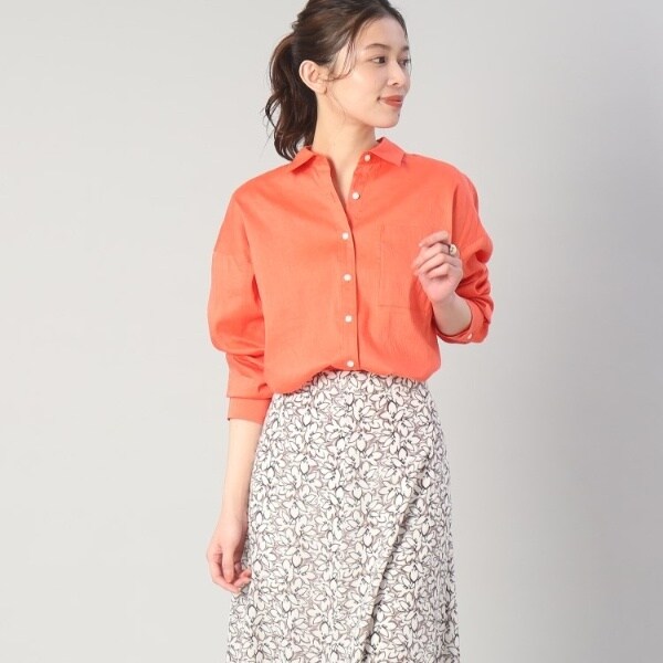 美品◯アンタイトル【さらっと羽織れる／接触冷感／洗える】リネン混ベーシックシャツ さらっと羽織れる／接触冷感／洗える】リネン混ベーシックシャツ