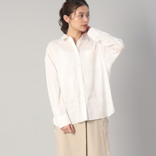 美品◯アンタイトル【さらっと羽織れる／接触冷感／洗える】リネン混ベーシックシャツ さらっと羽織れる／接触冷感／洗える】リネン混ベーシックシャツ