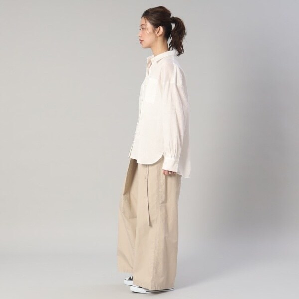 美品◯アンタイトル【さらっと羽織れる／接触冷感／洗える】リネン混ベーシックシャツ さらっと羽織れる／接触冷感／洗える】リネン混ベーシックシャツ
