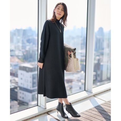 ゆったり着られる】Aライン圧縮ニットワンピース | アンタイトル 