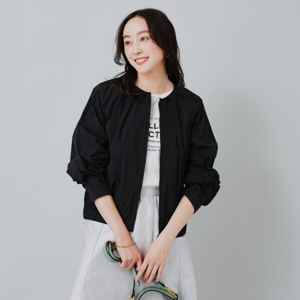 アンタイトル【軽羽織／洗える】タフタノーカラーブルゾン 軽羽織／洗える】タフタノーカラーブルゾン | アンタイトル