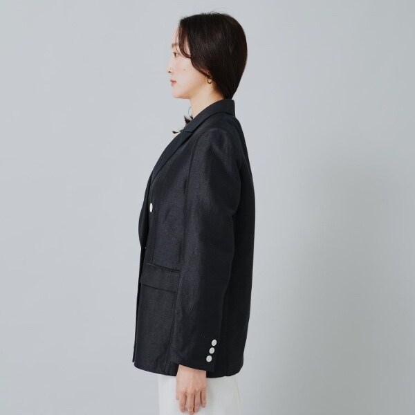 現行!!美品✨アンタイトル　ヴィスコースリネン混ジャケット　大きめデザイン濃紺 UNTITLED（アンタイトル）の「◇ヴィスコースリネン混ジャケット