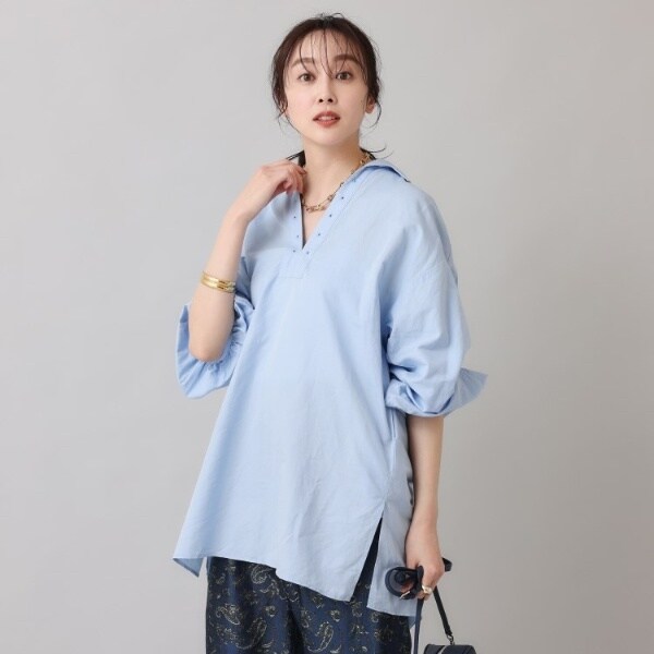 TICCA コットンリネンレースアップシャツ フリーサイズ 定価2.8万 TICCA コットンリネンレースアップシャツ フリーサイズ 定価2.8