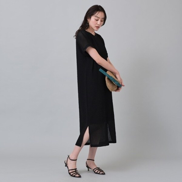 アンタイトル（UNTITLED）/【トレンド／シアー／ストレッチ】シアーサッカーワンピース トレンド／シアー／ストレッチ】シアーサッカーワンピース | アン