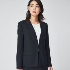 【通勤スーツ入卒セレモニー】ライトウェイト ストレッチカラーレスジャケット