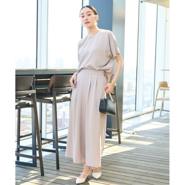 新品タグ付き　アンタイトル　リラックスガウチョパンツ　24AW ベージュ 大人気セットアップ！！快適なはき心地】リラックス ガウチョ