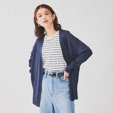 【ゆったりロング丈】シアーVネックカーディガン