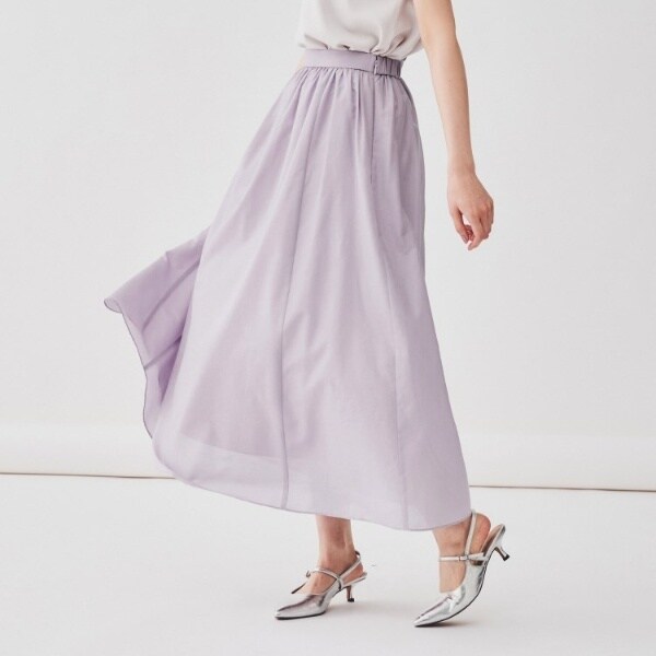 アンタイトル（UNTITLED）/【ふわり軽やかウエスト後ろゴム仕様】シアーフレアスカート ふわり軽やかウエスト後ろゴム仕様】シアーフレアスカート | アン