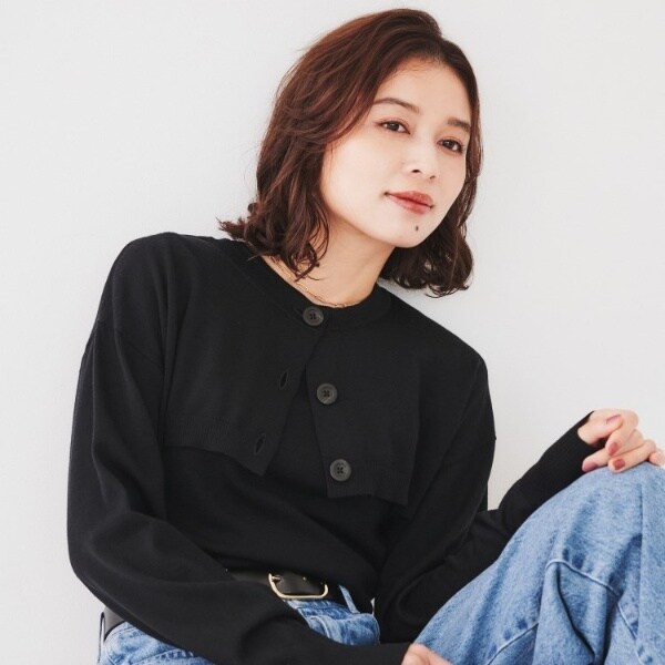 UNTITLED / アンタイトル 【ストレッチ性/短丈】クルーネックシアーカーディガン UNTITLED カーディガン 「ストレッチ性/短丈」クルーネック