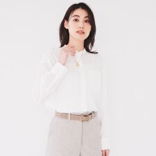 【洗えるオンオフ使える】スタンドカラーシャツ