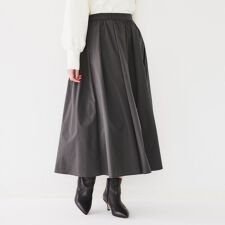 【後ろウエストゴム洗える】ギャザータックフレアスカート