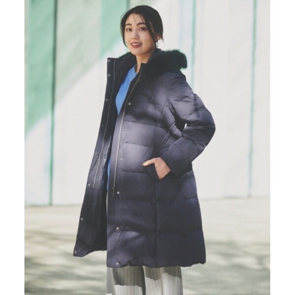 撥水／洗える／フード取り外し】ファー付きロングダウンコート | アン